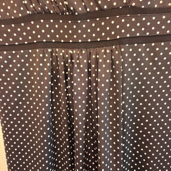 PERSEPTION CONCEPT Black white POLKA DOT dress Small stretch knit flare - Picture 6 of 8